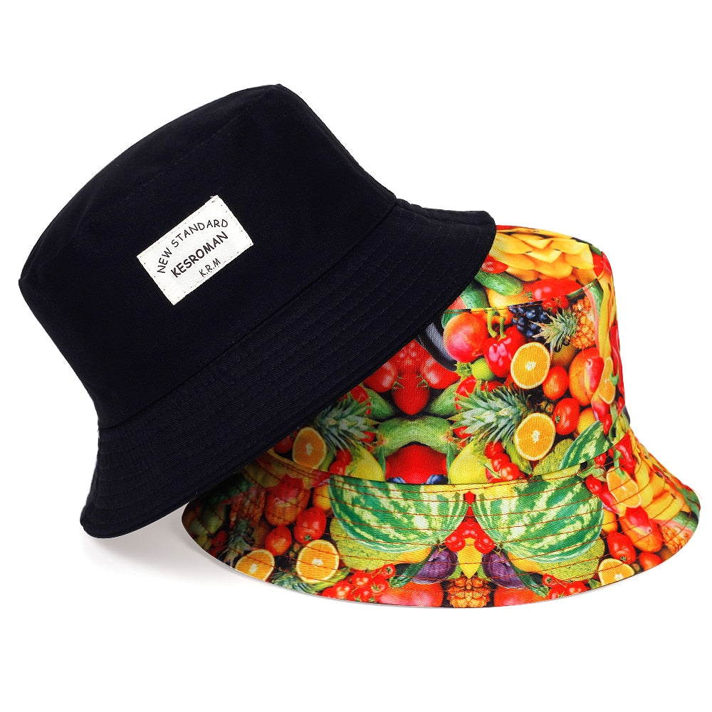 New double-sided fisherman hat fashion summer ladies sun hat tide letter printing wild basin hat hip