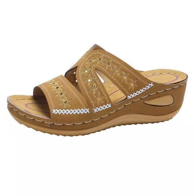 Women Casual Sandals Comfortable Soft Slippers Colorful Ethnic Flat Platform Open Toe Outdoor Beach 