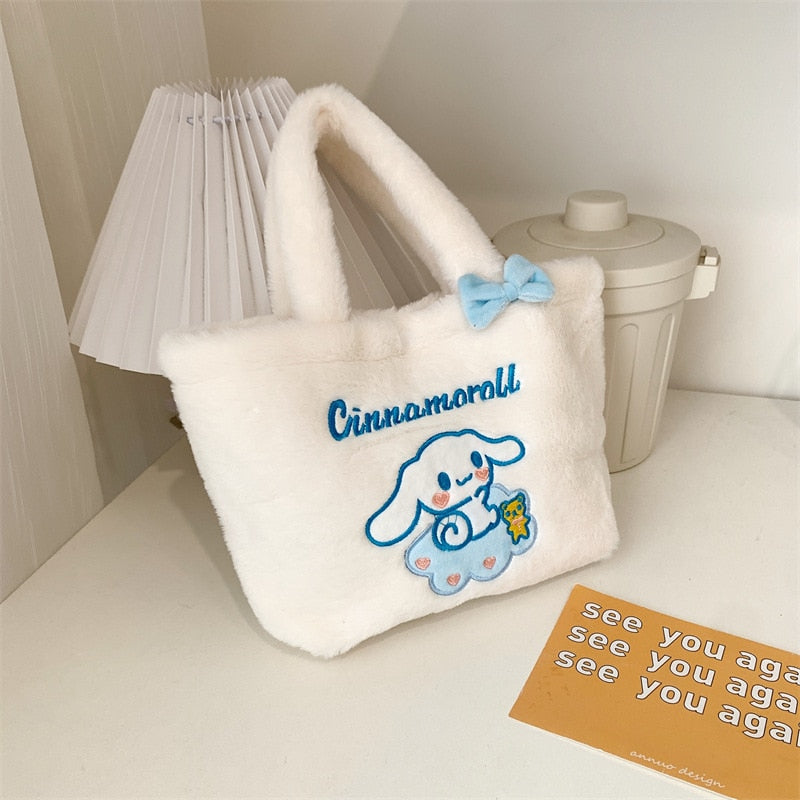 Kawaii Plush Bag Kuromi Backpack Anime Melody Cinnamoroll Plushie Handbags Pochacco Cartoon Stuffed 