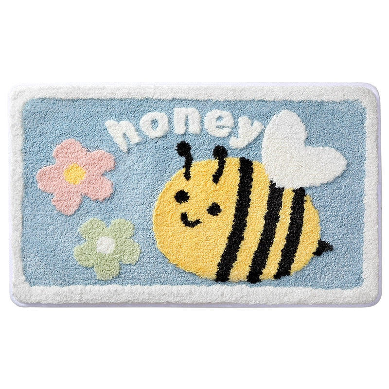 Bumble Bee Honey bee Flocking Bath Mat Home Decoration Door Mat Non-slip Absorbent Bathroom Doormat 