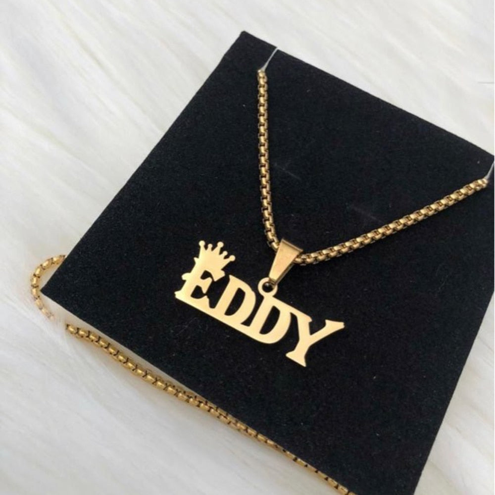 Customized Names Pendant Necklace Stainless Steel Personalized Jewelry Cuban Thick Chain for couples