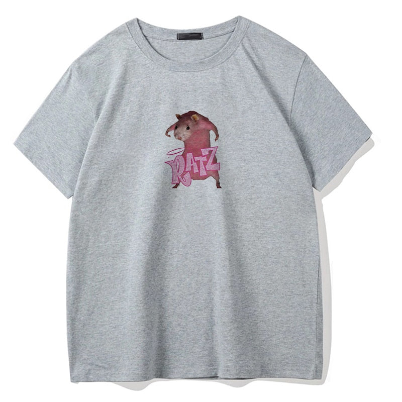 Brat Ratz Mouse hamster Woman Kawaii rat meme Tshirts Short Sleeve Top Tee Shirt Women T-shirt Custo