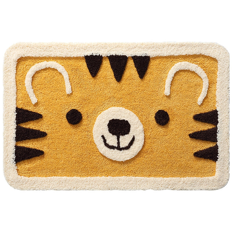 Tiger Lion Cat Flocking Bath Mat Home Decoration Door Mat Non-slip Absorbent Bathroom Doormat Super 