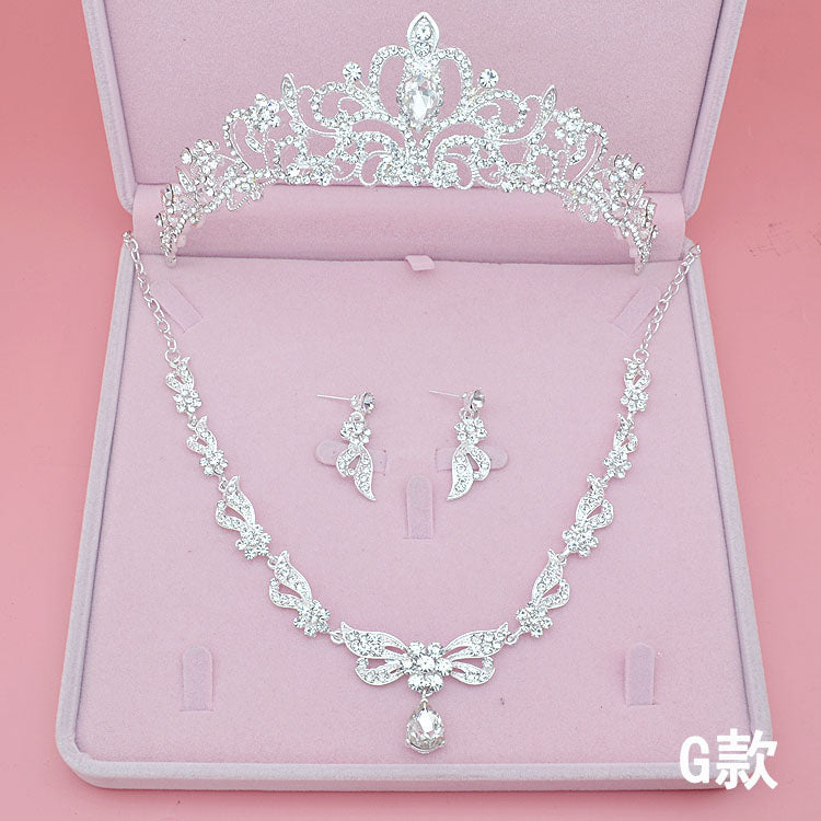 Jewelry Sets High Quality Fashion Crystal Wedding Bridal  Women Bride Tiara Crowns Earring Necklace 