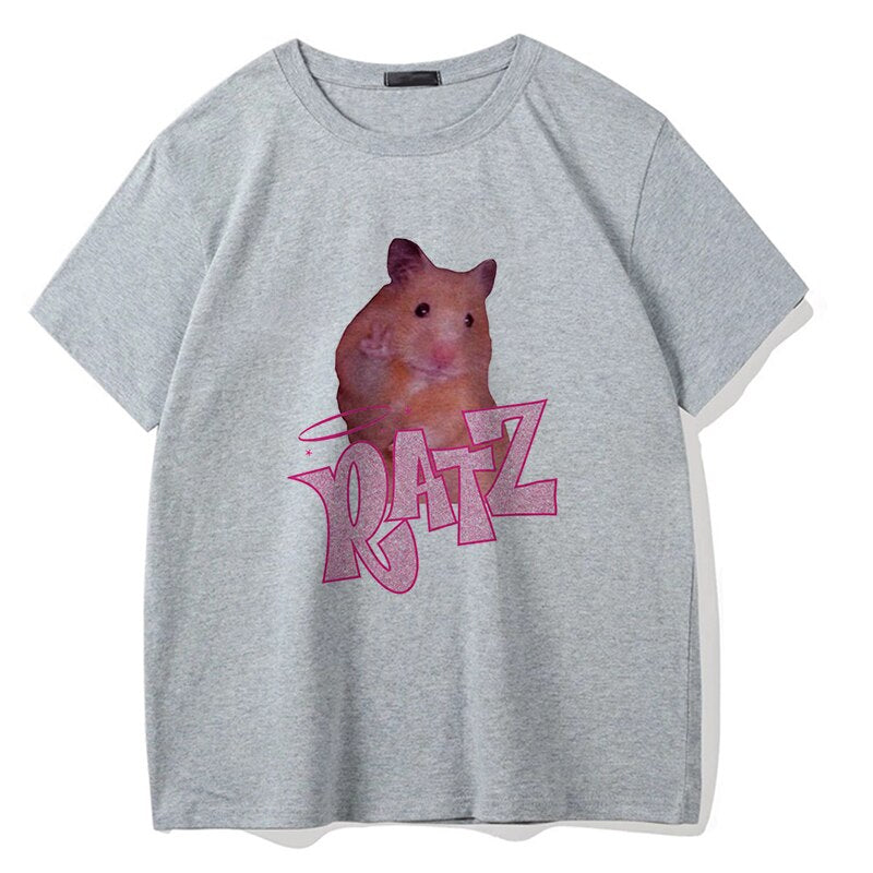 Brat Ratz Mouse hamster Woman Kawaii rat meme Tshirts Short Sleeve Top Tee Shirt Women T-shirt Custo