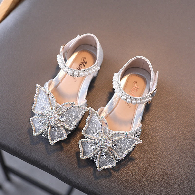 Summer Girls Sandals Fashion Sequins Rhinestone Bow Girls Princess Shoes Baby Girl Shoes Flat Heel S