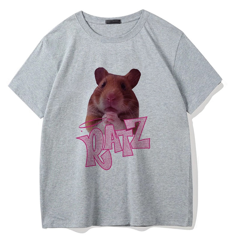 Brat Ratz Mouse hamster Woman Kawaii rat meme Tshirts Short Sleeve Top Tee Shirt Women T-shirt Custo