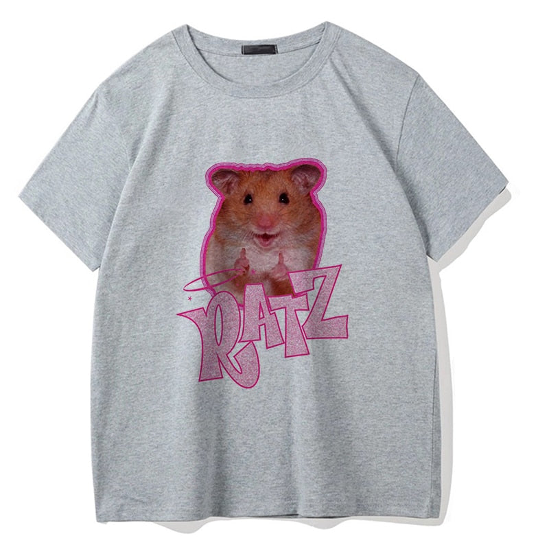 Brat Ratz Mouse hamster Woman Kawaii rat meme Tshirts Short Sleeve Top Tee Shirt Women T-shirt Custo