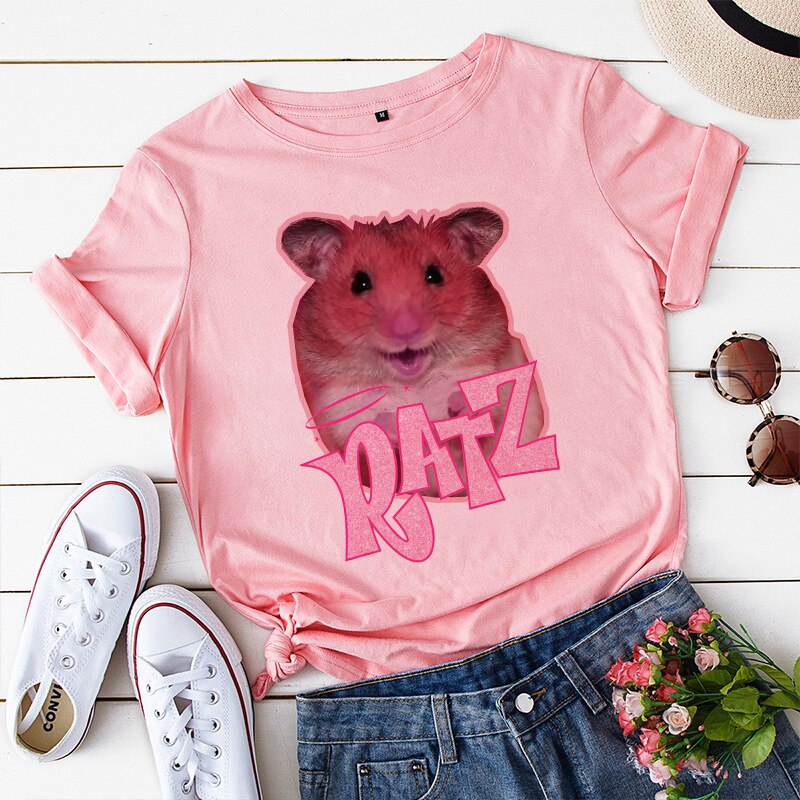 Brat Ratz Mouse hamster Woman Kawaii rat meme Tshirts Short Slee