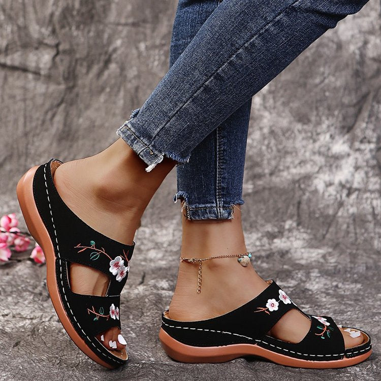 Women Casual Sandals Comfortable Soft Slippers Colorful Ethnic F