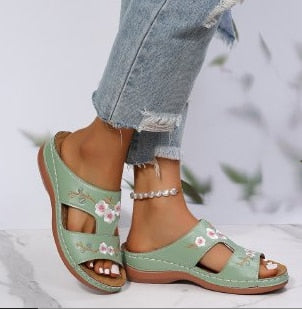 Women Casual Sandals Comfortable Soft Slippers Colorful Ethnic Flat Platform Open Toe Outdoor Beach 