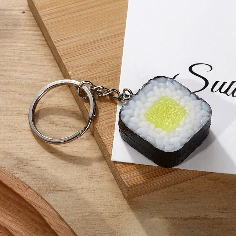 Sushi Cucumber Kappa Maki RollRealistic Mini Food Pendant Keychain Student Couple Bag Pendant Car Ke