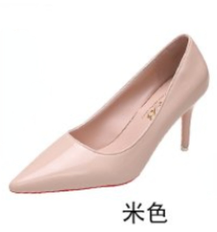 High Heel Pointed Toe Stiletto Red Bottom Fashion Women's Shoes Shallow High Heels Red Bottom Hi
