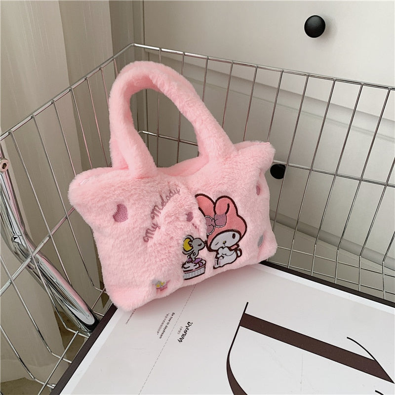 Kawaii Plush Bag Kuromi Backpack Anime Melody Cinnamoroll Plushie Handbags Pochacco Cartoon Stuffed 