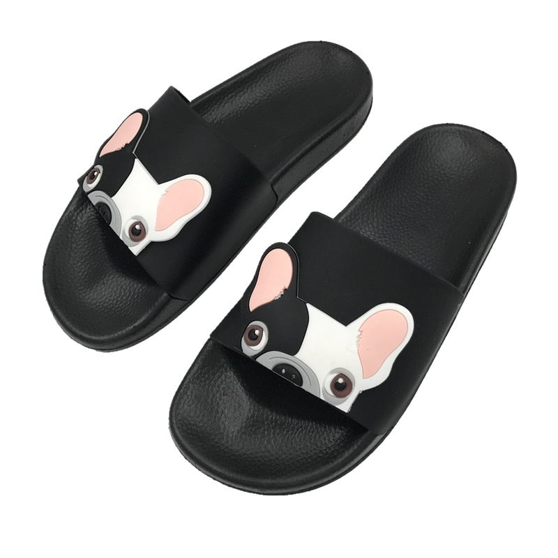 slippers women Cute Cartoon frenchie french bull dog pug Dog Women shoes woman