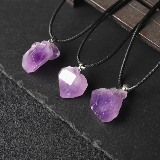 1PC Natural Sapphire Healing Stone Pendant With Pink Quartz Mineral Amethyst Necklace For DIY Gift W