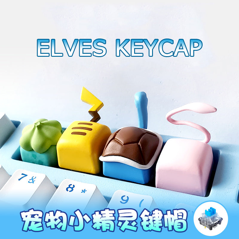 1pc Cartoon Personality Tail Gaming R4 Resin Keycap Elves Keycaps festival gift For Cherry MX Mechan