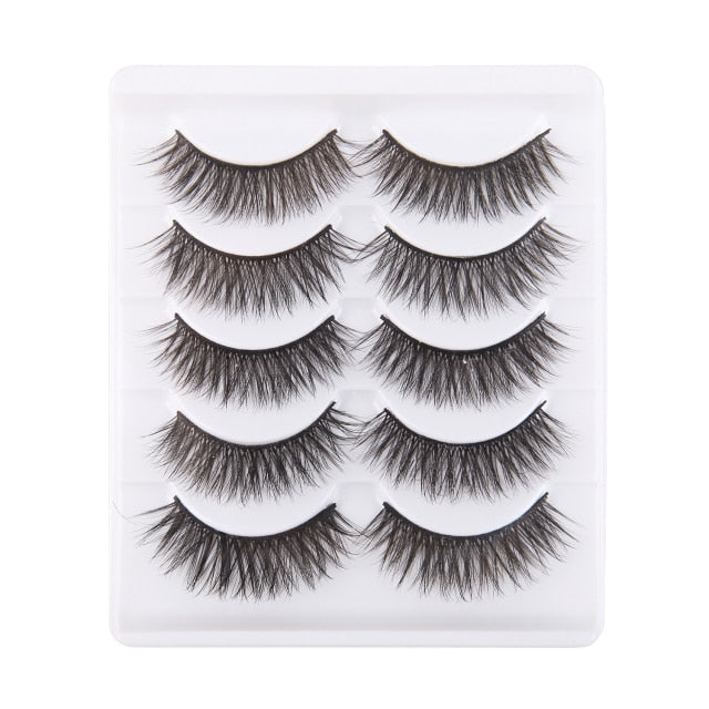 5 Pairs Handmade Eyelashes 3D Soft Mink Hair False Lashes Natural Long Wispy Makeup Fake Eye Lashes 