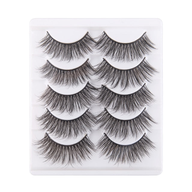 5 Pairs Handmade Eyelashes 3D Soft Mink Hair False Lashes Natural Long Wispy Makeup Fake Eye Lashes 