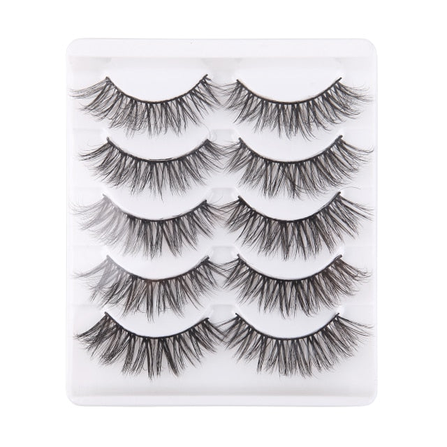 5 Pairs Handmade Eyelashes 3D Soft Mink Hair False Lashes Natural Long Wispy Makeup Fake Eye Lashes 