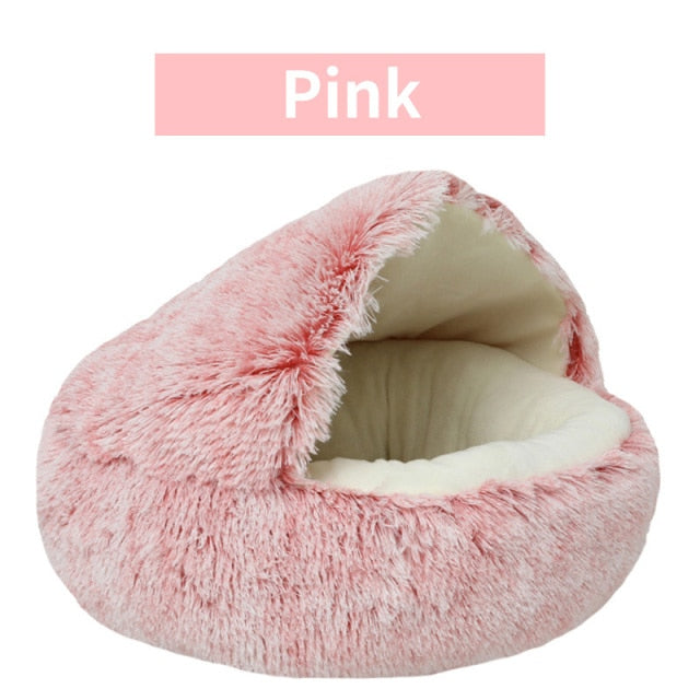 2021 Winter Long Plush Pet Cat Bed Round Cat Cushion Cat House Warm Cat Basket Cat Sleep Bag Cat Nes