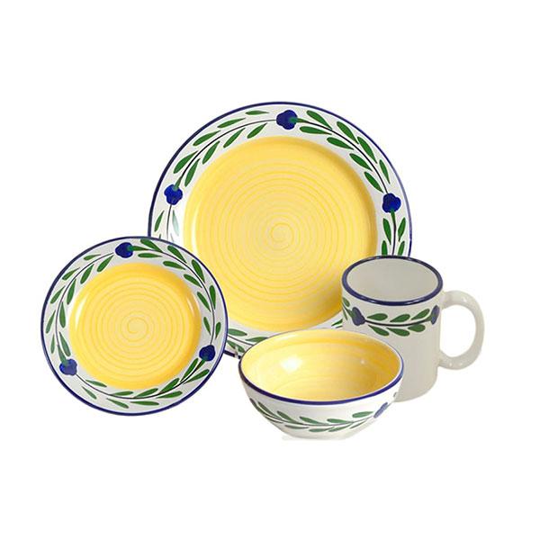 yellow and blue dinnerware sets