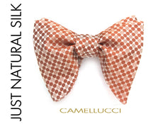 Load image into Gallery viewer, Big Butterfly in Peach Polka Dot Silk Self tied Bow Tie
