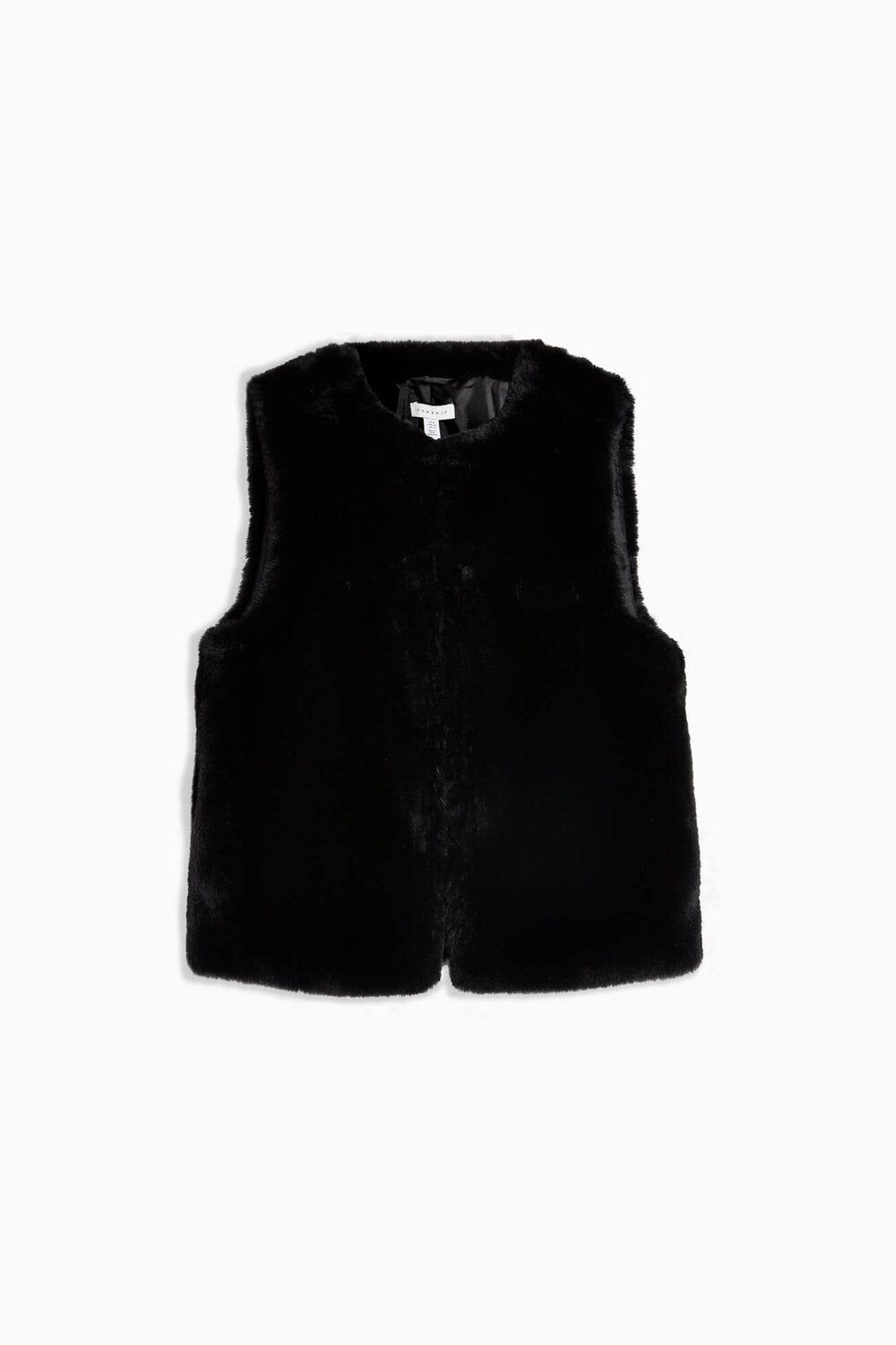 Black Faux Fur Gilet, $85, Topshop