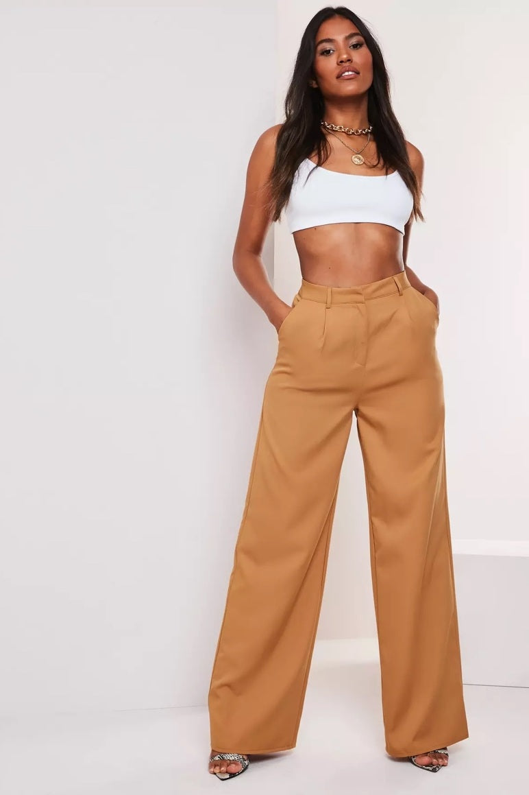 Camel Co Ord Wide Leg Pants, $47, Missguided