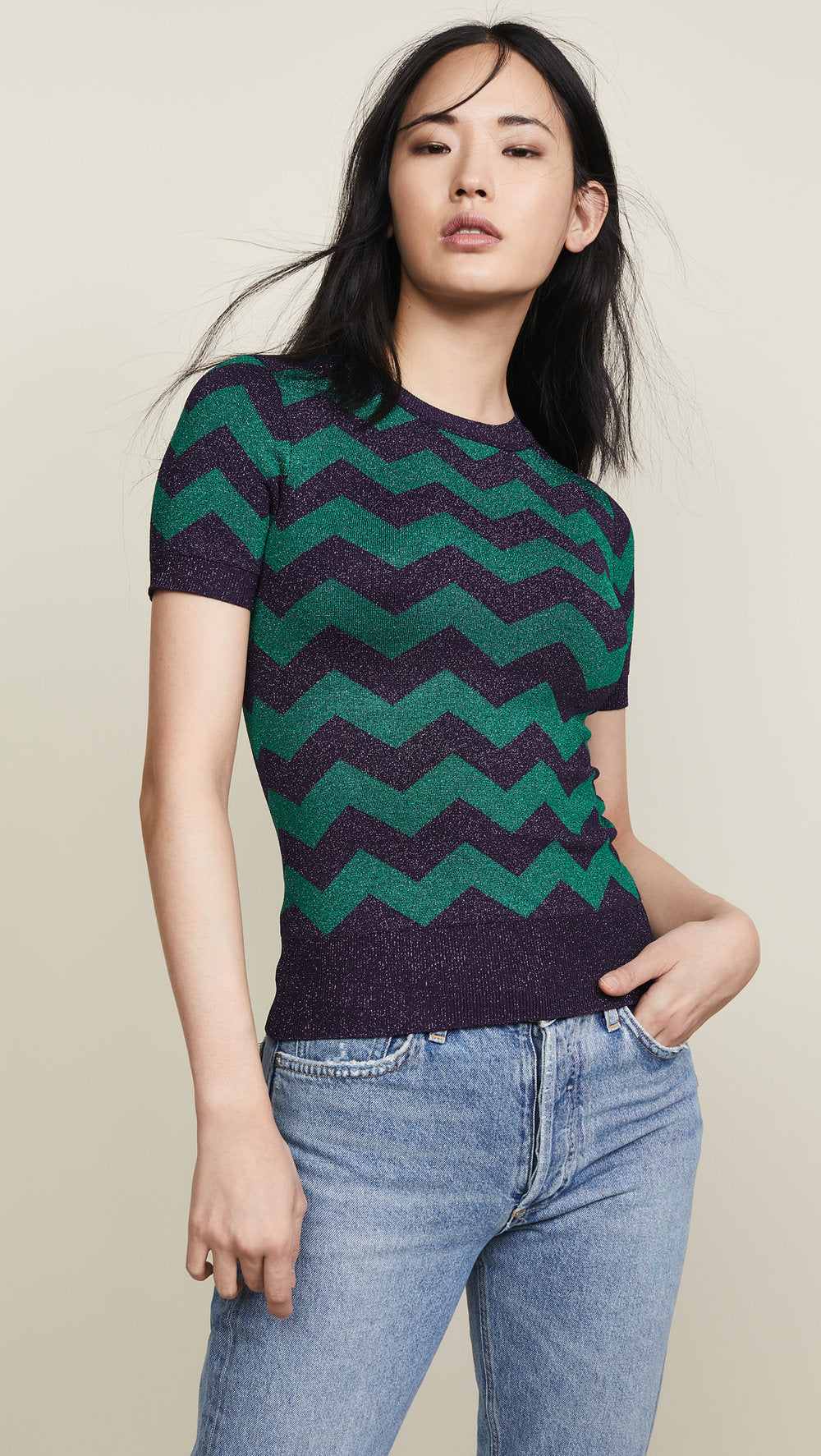 Chevron Metallic Sweater, $119, Shopbop