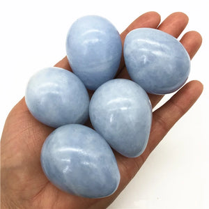 1pcs Natural Blue Celestine Egg Polished Stone Yoni Egg Crystal Healing Reiki Metaphysical Powerful Meditation +base - Yemoja Yoga Wellness