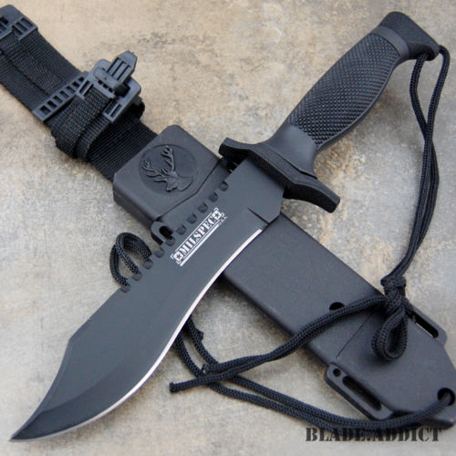 12.5 Survival Combat Trench Military Fixed Blade w/ Firestarter + Sharpener  - MEGAKNIFE