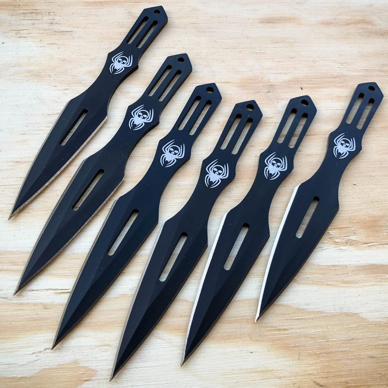 6 PC STEEL 6.5 THROWING KNIVES SET w/ LEG STRAP SHEATH Kunai Ninja Metal  Knife