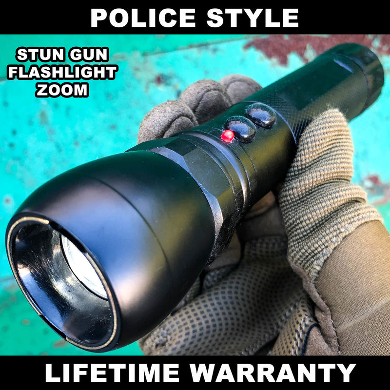 Tactical BAT Style LED Flashlight Heavy Duty Stun Gun LONG Aluminum Al