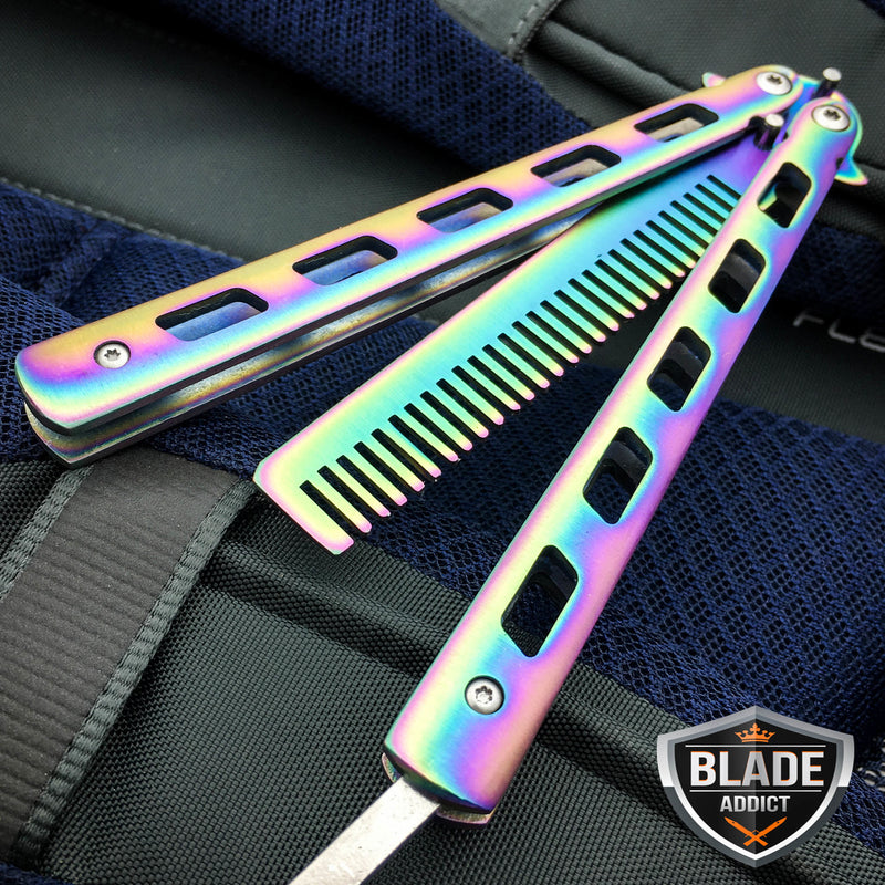 Practice BALISONG METAL BUTTERFLY Assorted Trainer Knife BLADE Comb Brush  NEW