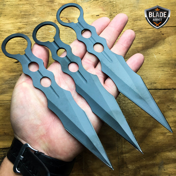  3Pc 7.5 Ninja Tactical Combat RAINBOW Kunai Throwing Knife Set  w/Sheath Hunting : Sports & Outdoors