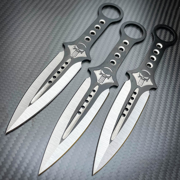 6pc SET Kunai 5.5 SPIDER Throwing Knives NINJA Black DAGGER Hunting W/  Case