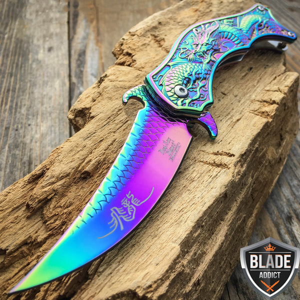 8.2 Rainbow Titanium Fade Pocket Knife - MEGAKNIFE