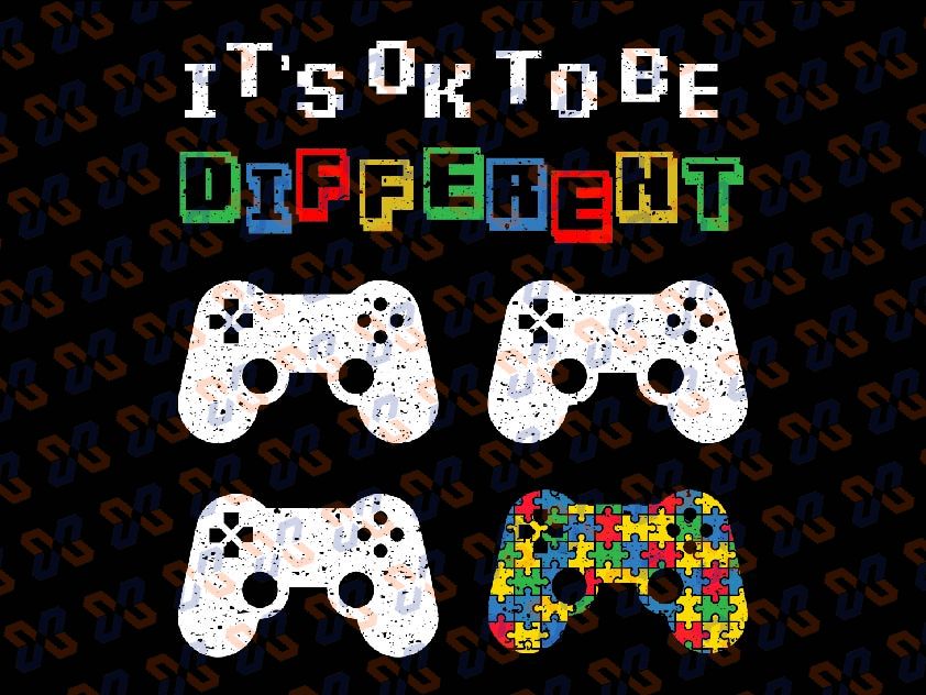 Its Ok To Be Different Autism Awareness Svg, Dinosaur Game Controller Svg, Autism Awareness Png, Digital Download