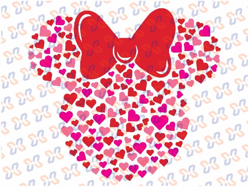 Disney Minnie & Mickey Mouse Icon Pink Hearts Valentine's Day Svg, Cut