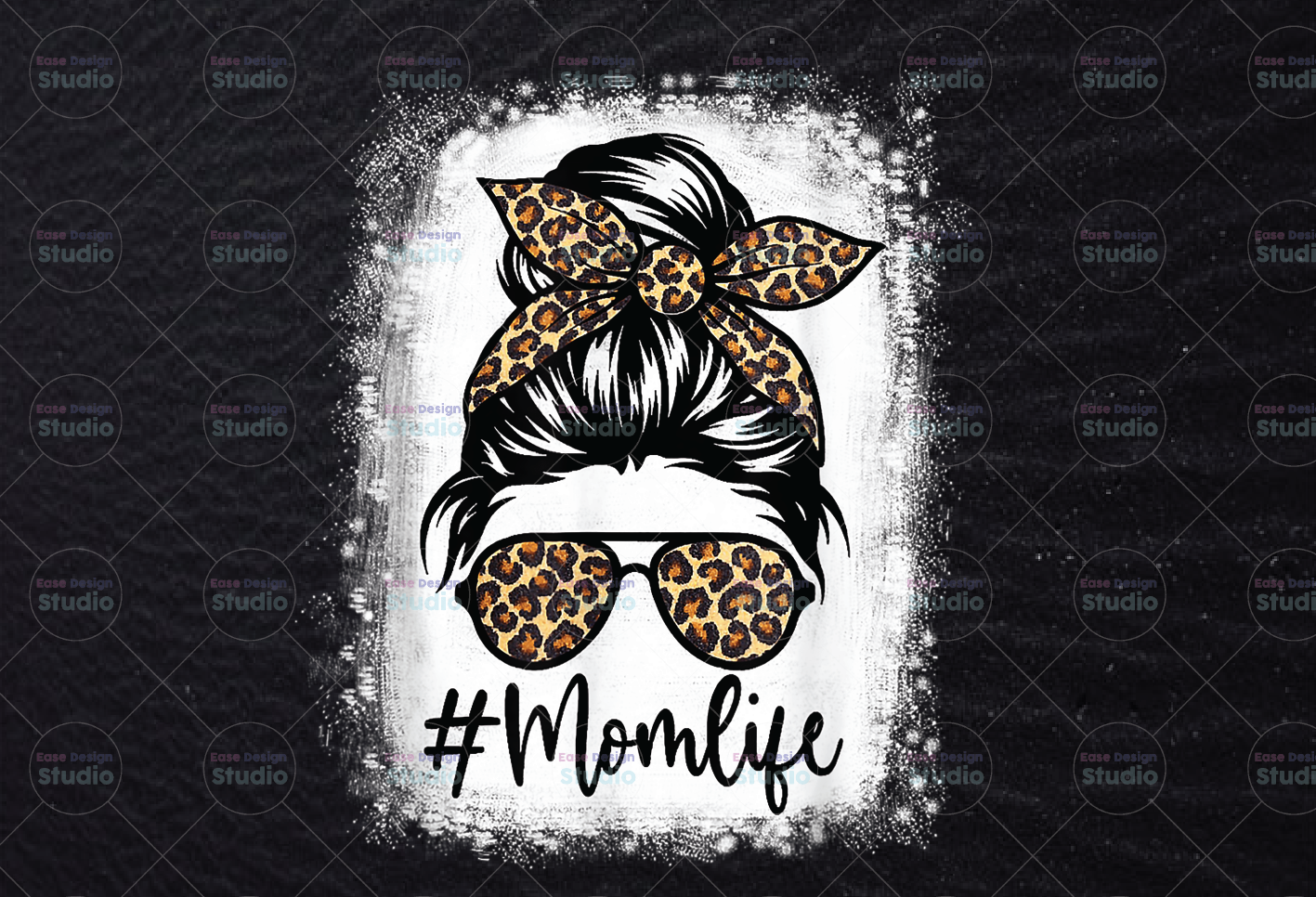 Cheetah Print Mom Life Mom Skull Bun Hair Sunglasses Leopard Print Hea