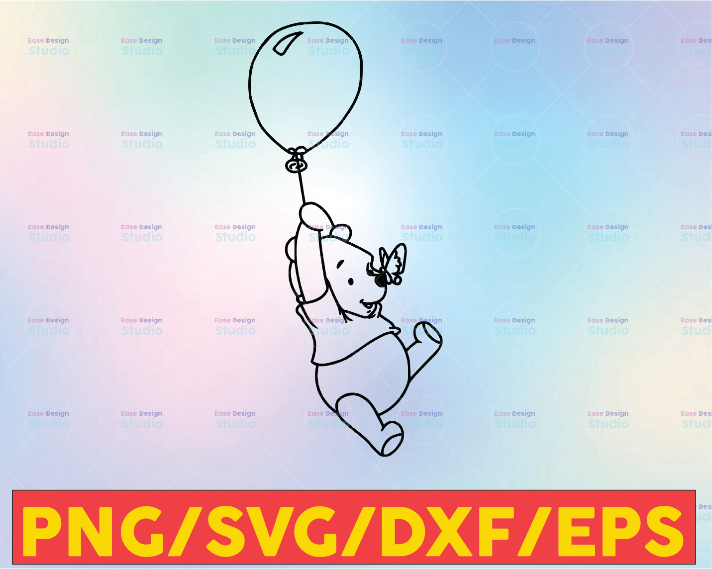 Winnie the Pooh holding a balloon SVG, Winnie the pooh svg, Balloon sv