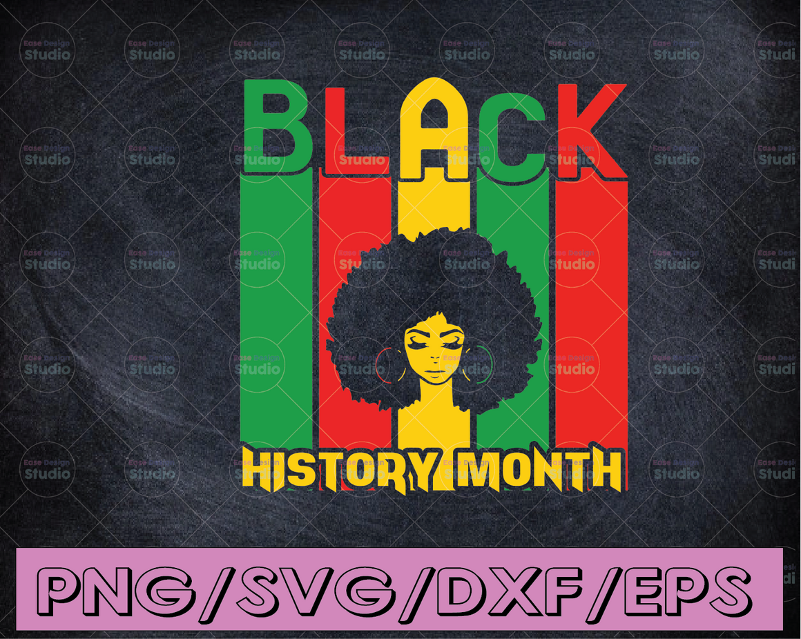 Black History Month Afro SVG Black Woman Words in Afro Natural Hair Cu ...