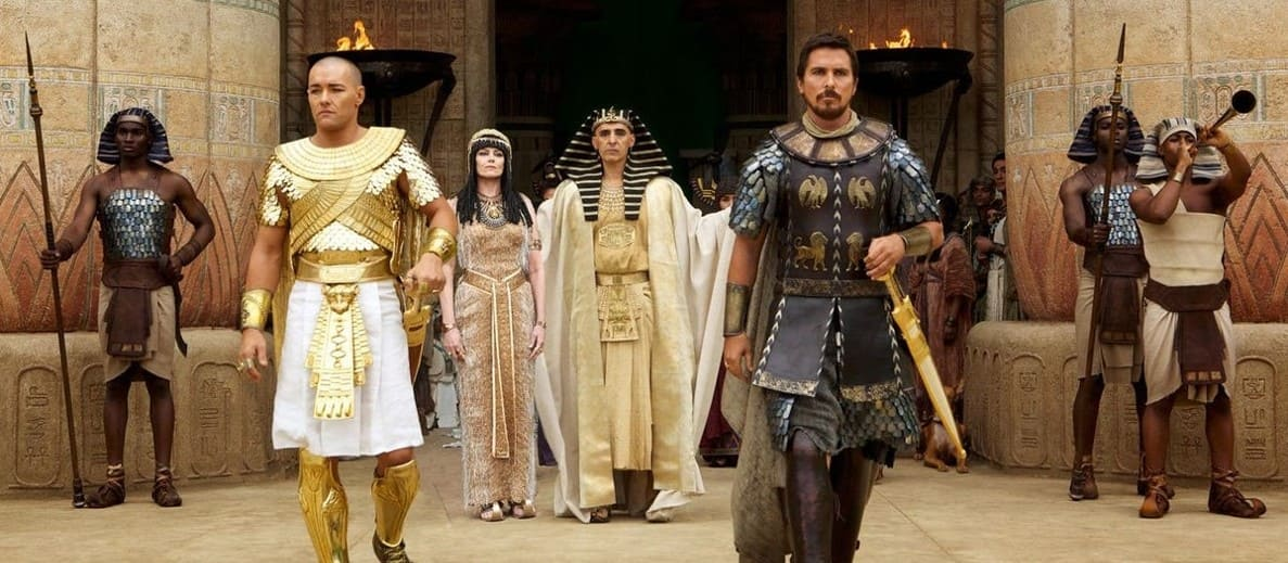 The film Exodus opposing Pharaoh and Moses