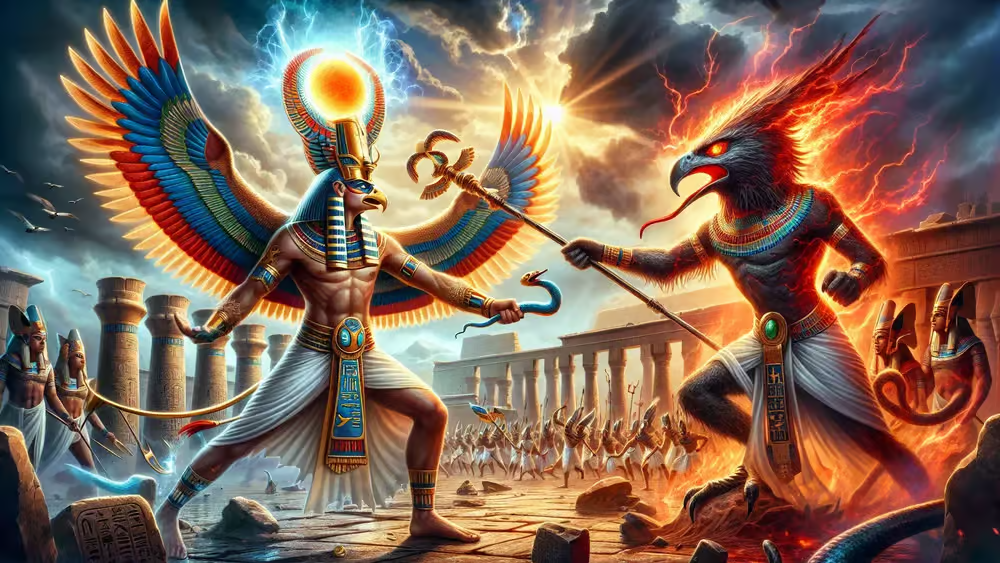 Set en Horus in de mythe van Thoth en Geb