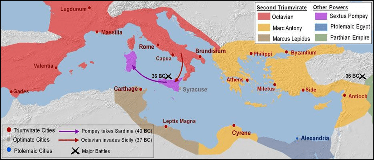 Map of the Roman Empire under Julius Caesar