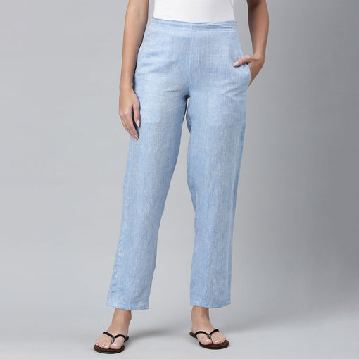 Buy Grey Cotton Linen Trousers Online at Jayporecom