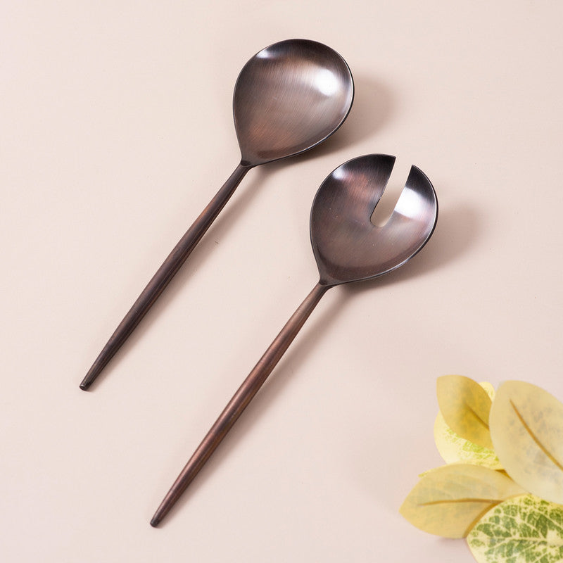 Stainless Steel Copper Serving Spoon | Set of 2 | Silver