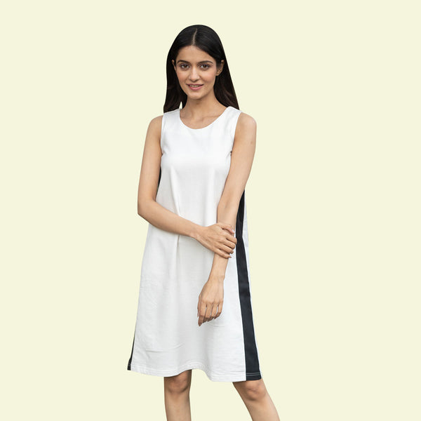 Buy White Cotton A Line Dress Online