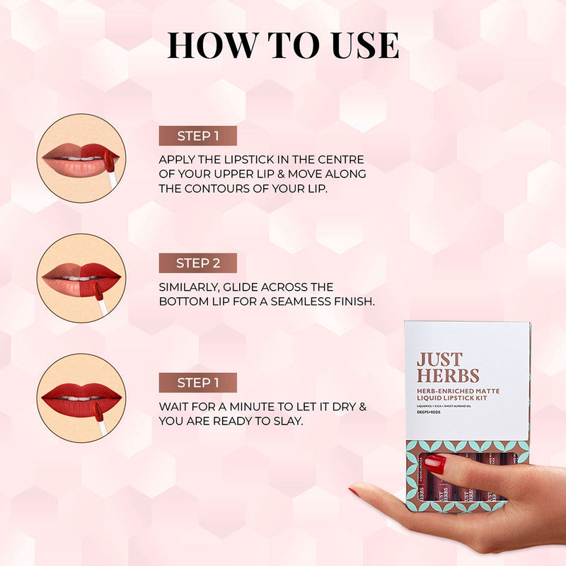 Organic Lipstick Kit | Enriched Ayurvedic Matte | Brights & Pinks | Set of 5